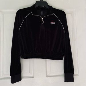 Black velvet cropped top